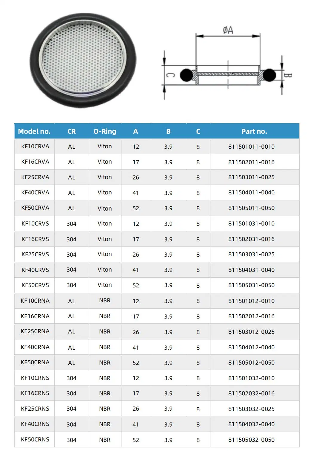 OEM Stainless Steel Welding Flange Ring Kf40 Kf50 Screened Center Ring